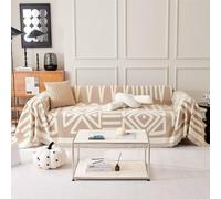 Plaid Boho Géométrique Chic Canapé 1/2/3/4 Places, Léger Et Doux RéVersible, Triangle Pour Chien Chat Enfants Lit Protecteur De Meuble (Beige,130x180cm)