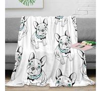 Plaid Bouledogue Français Douillet 3D Imprimé Microfibre Décor Maison Couverture Bouledogue pour Canapé Chambre Adultes Jeunes 50x60(127x152cm)