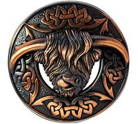 Plaid Brooch Fly Étain Ecossais Vache des Highlands Noeud Celtique Fini Bronze Chocolat