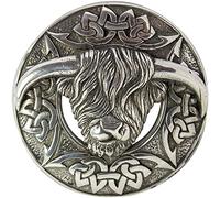 Plaid Brooch Fly Étain Ecossais Vache des Highlands Noeud Celtique Finition Polie