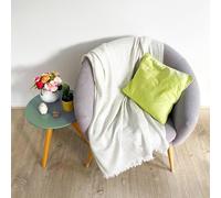 Les Jardins de la Comtesse - Plaid Léger en Cachemire 4 Fils et Laine - Motifs Chevrons Beige Amande (140 x 230 cm) Jeté de Canapé/Lit Luxueux/Couette Ultra Douce/Idéal comme Châle