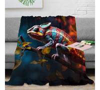 Plaid Caméléon 3D Imprimé Réaliste Microfibre Couverture Décor Animaux Throw Blanket Canapé Chambre Adulte 60x80(150x200cm)