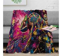 Plaid Caméléon Abstrait 3D Imprimé Microfibre Décoration Maison Couverture Jeté Animaux Colorés Doux Adulte Jeune Canapé Chambre 60x80(150x200cm)