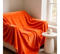 Plaid Canapé 90 x 150 cm Moelleuse et Chaude Plaid Tout Doux Toutes Saisons pour Printemps Automne Canapé Ou Lit, Orange