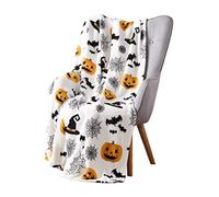Plaid Canape Chauve-Souris Citrouille D'Halloween Couverture Lestée Douce Pelucheuse en Mcro Flanelle LéGèRe Peluche Couverture Plaid Epais Genou Canapé Loisirs Couverture Lit 2 Personnes (180x220 cm)