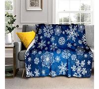 Plaid Canape Flocon De Neige De NoëL Bleu Couverture Lestée Douce Pelucheuse en Mcro Flanelle LéGèRe Peluche Couverture Plaid Epais pour Genou Canapé Loisirs Couverture Lit 2 Personnes (180x220 cm)