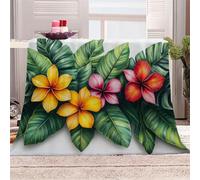 Plaid canape Grande Taille 180x220 cm Fleurs De La Forêt Tropicale Plaid Chien canapé Couverture Chaude en Polyester pour canapé lit Voyage extérieur Camping, légère et agréable MF29-518