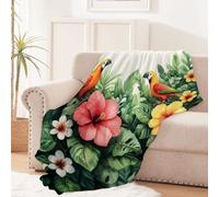 Plaid canape Grande Taille 180x220 cm Fleurs De La Forêt Tropicale Plaid Chien canapé Couverture Chaude en Polyester pour canapé lit Voyage extérieur Camping, légère et agréable MF29-500