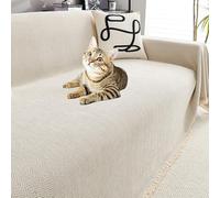 Plaid Canape Grande Taille avec Franges, Couvre Lit Imperméable Chevrons, Couvre Canape Imperméable, Jete De Canape Polyvalente, pour Le Lit et Le Canapé, Couverture De Canapé(White,180cm x 420cm)