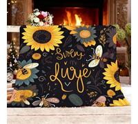 Plaid Canape Grande Taille, Dessin Animé Tournesol Abeille Couverture Polaire Douce et Chaude Noir Couverture de Canapé pour Adolescents et Adultes 130x150 cm 1 Personnes