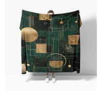 Plaid Canape Grande Taille, GéOméTrique Moderne Minimaliste Couverture Polaire Douce et Chaude Vert Couverture de Canapé pour Adolescents et Adultes 130x150 cm 1 Personnes