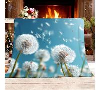 Plaid Canape Polaire 180x200 cm - Motif Pissenlit HD Plaid Couverture Polaire 2 Personnes Lit Jete, Bleu Couverture Sherpa en Douce et Chaud