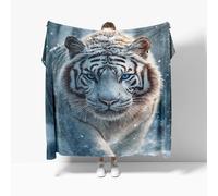 Plaid Canape Polaire 70x100 cm - Tigre Blanc d'hiver Plaid Couverture Polaire 1 Personnes Lit Jete, Animal Automne Hiver Couverture Sherpa en Douce et Chaud, Enfant Couverture Cadeau