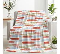 Plaid Canapé Polaire Flanelle Ultra Doux Rayures Terre Cuite Tons Chauds | Couverture Chaude et Confortable 70x100cm Coups Pinceau Pop Art, Jeté de Lit et Fauteuil, Plaid Salon Effet Cocooning