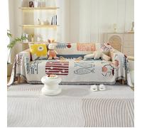 Plaid Canapé Réversible Grande Taille 180x380 cm Jeté Décoratif Franges Motif Chat Housse Canapé Douce Salon HOUSSE DE CANAPE