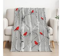Plaid Canape Ultra Douce 180cm x 200cm, Plaid en Flanelle Confortable pour Lit, Canapé et Chaise,Couverture Polaire Décorative Illustration Simple Forêt Oiseau Ultra Douce et Légère Gris Rouge