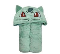 Lyo Plaid polaire à capuche 3D Pokémon Bulbizarre 120 x 150 cm Doux & confortable Jaune
