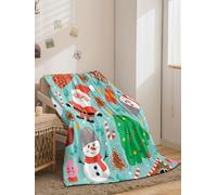 Plaid Cartoon Noël Plaid Enfant Jeté de Canapé Flanelle et Laine Agneau Blanket Conception Recto Verso Couverture Mou Couvre Canape Soins Faciles Couverture Polaire Lavable Plaide 150x150cm