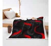 Plaid Charbon Gris Rouge Plaid Enfant Jeté de Canapé Flanelle et Laine Agneau Blanket Conception Recto Verso Couverture Mou Couvre Canape Soins Faciles Couverture Polaire Lavable Plaide 150x180cm