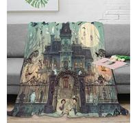 Plaid Château Gothique 3D Imprimé Couverture Microfibre Décor Maison Jeté Manoir Hanté Doux Chaud Canapé Chambre 50x60(127x152cm)