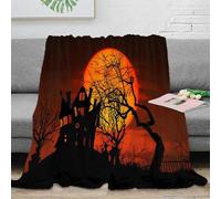 Plaid Château Hanté 3D Imprimé Microfibre Décor Maison Halloween Arbre Couverture Lit Canapé Douce 50x60(127x152cm)