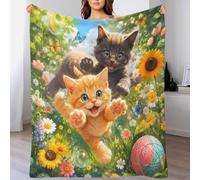 Plaid chatons 3D imprimé microfibre toucher polaire déco maison | 50x60inch microfibre douce chaleur légère canapé lit motif chat ambiance cosy cadeau enfant