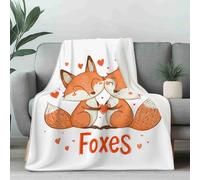 Plaid Chaud Saint Valentin Renard Canapé, Couverture Hiver Amour Couple Polaire et Douce, Couvre-lit Romantique Coeur Lit 1 Personne, Convient pour Adulte et Enfant 150x200 cm