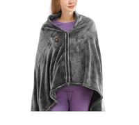 Plaid Chauffant Poncho, Couverture chauffante USB 3 niveaux de chauffage réglables, châle en velours corail, jambe rapide for la maison et le bureau(Grey 150X80cm)