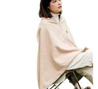 Plaid Chauffant Poncho, Couverture électrique USB for l'hiver, châle chauffant rapide for voiture, matelas de bureau(Apricot,Excluding power bank)
