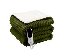 Plaid chauffant - Terraillon - KOOMY KAKI - 180x130 cm - Flanelle & Sherpa - 9h Autonomie