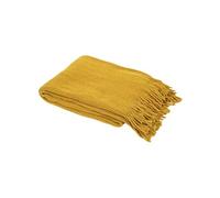 Home Deco Factory – Plaid chenille TX9450 en polyester avec franges 120 x 150 cm Moutarde
