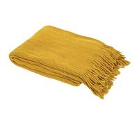 Home Deco Factory – Plaid chenille TX9450 en polyester avec franges 120 x 150 cm Moutarde