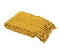 Home Deco Factory – Plaid chenille TX9450 en polyester avec franges 120 x 150 cm Moutarde