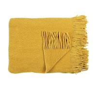 Home Deco Factory – Plaid chenille TX9450 en polyester avec franges 120 x 150 cm Moutarde