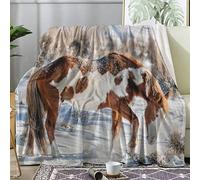 Plaid Cheval Couverture Polaire 220x240, thème Animal - Plaid Lit Hiver, Couverture 2 Personnes en Flanelle Chaud et Doux, Couvertures et Plaids pour Canapé et Lit, Jeté de Canape Grande Taille