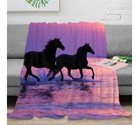 Plaid Cheval Galop 3D Imprimé Microfibre Canapé Décor Jeté Cheval Confort Doux Chaud Adulte 40x50(100x130cm)