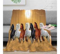 Plaid Chevaux Galop 3D Imprimé Microfibre Décoration Maison Couverture Jeté pour Canapé Chambre Adultes Adolescents 80×90(200x230cm)