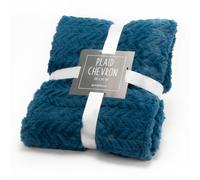 Plaid chevron 130x170 bleu nuit polyester 1.00x130.00 cm