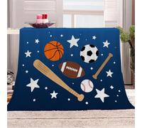 plaid chien 150x200cm Planètes Du Ciel Nocturne,Baseball,Basket-ball,Football plaid epais Couverture chaude légère en polyester pour lit canapé camping voyage bureau,douce et respirante EM2130-533