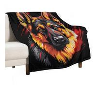 Plaid Chien de Berger Allemand 168x228cm Plaid Animaux Canins Super Douce Et Moelleuse Couverture Et Chaude pour Lit Canapé Décoration De Chambre Noël/Action De Grâces Saint-Valentin