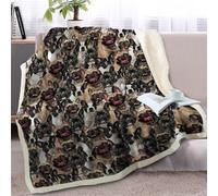 Plaid Chien Noir Blanc Jeté de Canapé Flanelle et Laine Agneau Plaid Enfant Conception Recto Verso Couverture Canapé Mou Couvre Canape Soins Faciles Couverture Été Lavable Blanket 130x150cm