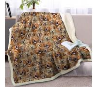 Plaid Chien Orange Jeté de Canapé Flanelle et Laine Agneau Plaid Enfant Conception Recto Verso Couverture Canapé Mou Couvre Canape Soins Faciles Couverture Été Lavable Blanket 180x200cm