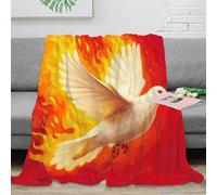 Plaid Colombe en Flammes 3D Imprimé Microfibre Décoration Maison Couverture Jeté Feu Canapé Chambre Adulte 50x60(127x152cm)