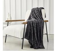 Plaid XL #3 Ribbed 150 x 200 Polyester TODAY Essential Fusain Anthracite