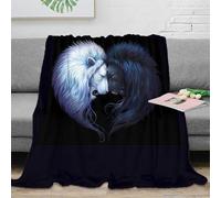 Plaid Couple Lion Imprimé 3D Microfibre Décoration Maison Couverture Jeté Amoureux Lion Doux Chaud 50x60(127x152cm)