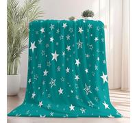 Plaid Couverture Chaude en Flanelle Douce Imprimé 3D Motif Simple Mignon Étoiles, Couverture Polaire en Flanelle Lac Bleu pour Canapé ou Lit, 130×150 cm, Douillette et Confortable