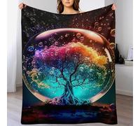 Plaid Couverture De Arbre de Vie Cosmique en Flannel Polaire 1 Pièce Moelleux Douce Chaude Facile À Manipuler pour Lit Canapé Chambre Balcon Voyages Bébé Feuteille （130×180cm）