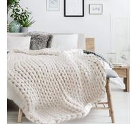 Home Deco Factory Plaid Grosse Maille Chunky Écru 120 x 150 cm