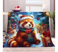 Plaid Couverture Extra Doux 100x130 cm Panda Roux De Noël Couvre-lit Multi-usages Canapé, Plaid pour lit, Couverture Foulard Doux et Chaude Plaid Canapé Flanelle