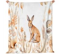 Plaid Couverture Flanelle 150 x 200 cm, Crème Couverture Douce Et Chaude pour Lit ou Canapé Salon - Campagne Animaux des Bois Lapin Imprimé Anti-Pilling Hypoallergénique Plaid pour Filles et garçons